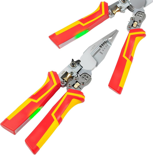 Multi Wire Stripper Tool - Wire Stripper. Voltage Tester Pliers. Hot Wire Judgment AC DC. Wire Twister. Wire Cutter and Splitting Wires