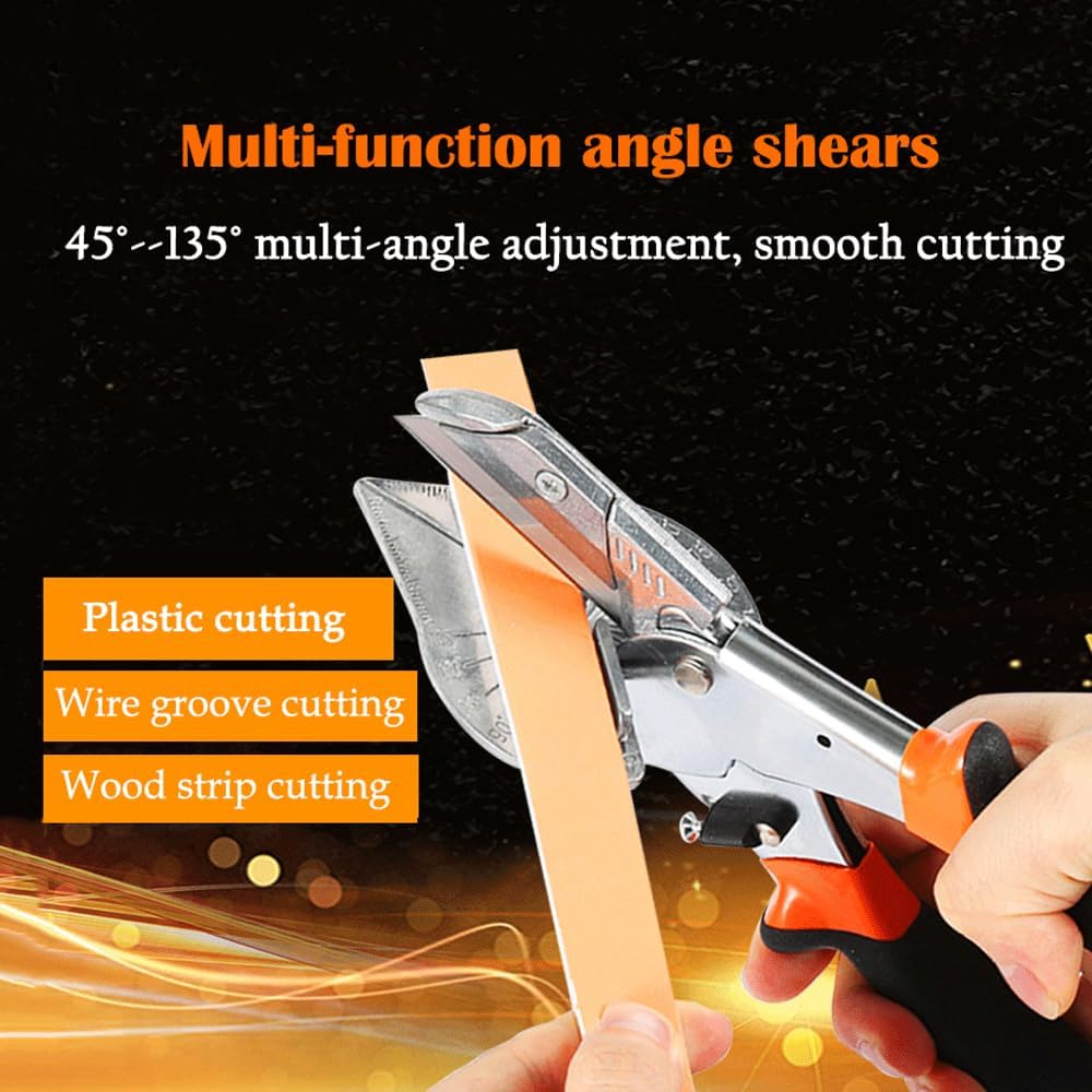 Miter Shear Cutting Tool 45¡ã-135¡ã Adjustable Angle with 10 Replacement Blades ¨C Precision Stainless Steel Cutter for Trim. Soft Wood. Shoe Mold. Rubber. Plastic ¨C Ergonomic Handle. Rust-Resistant
