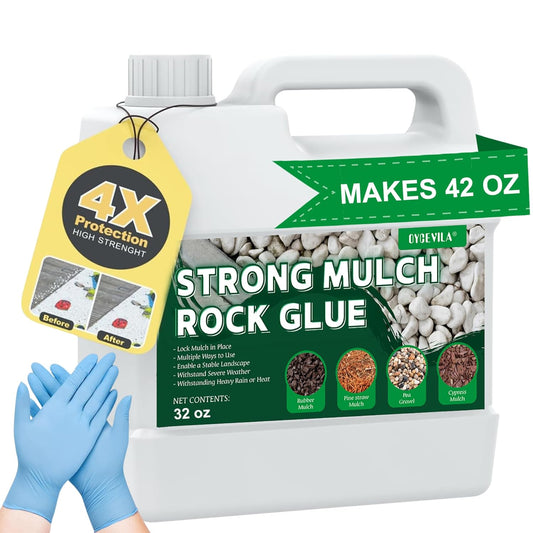 169oz Mulch Rock Glue for Landscaping. Concentrated Landscape Gravel Binder - Lasts Up to 2 Years. Strong Stone Glue for Outside Rocks. Easily Holds Rubber. Pine Straw. Pebble. Pea Gravel. Bark