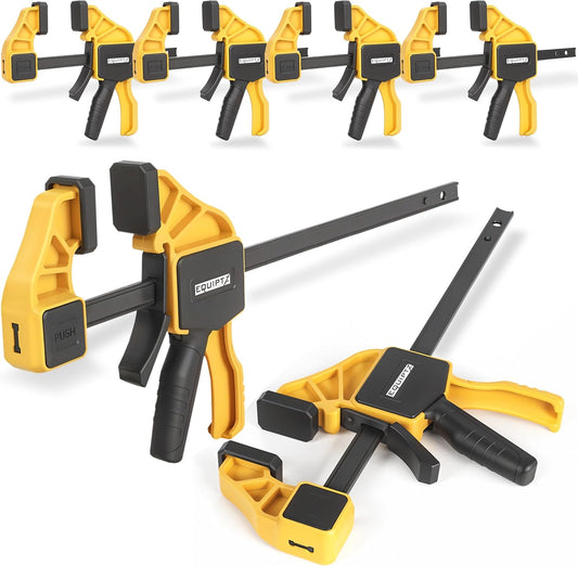 6 Pack Bar Clamps for Woodworking ¨C 2 Pcs 12 & 4 Pcs 6 Quick Grip Clamps Set with 150 lbs Force ¨C Wood Clamps for Gluing. Carpentry. DIY. and Metalworking (Combo Sizes. 6 Pack)