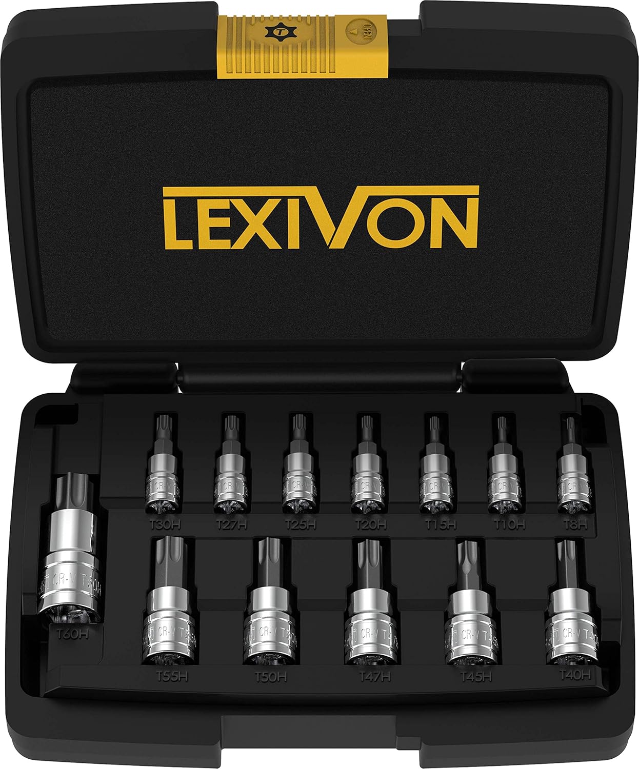 LEXIVON Tamper Proof Torx Bit Socket Set. Premium S2 Alloy Steel | 13-Piece Security Star T8 - T60 Set | Enhanced Storage Case (LX-146)